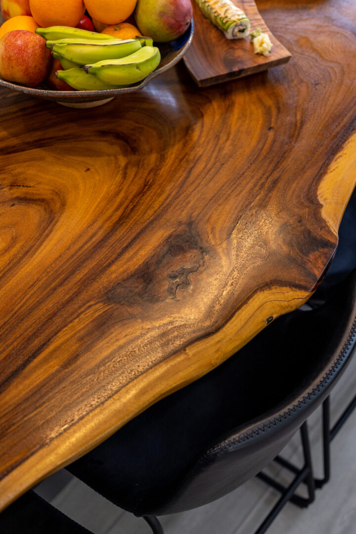 A close up of the wood grain on a table